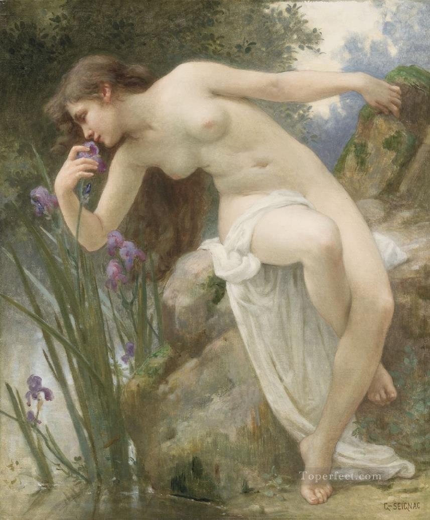 The Fragrant Iris Academic Guillaume Seignac classic nude Oil Paintings